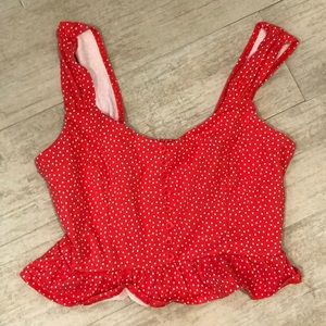 NWOT Red polkadot crop tank with buttons